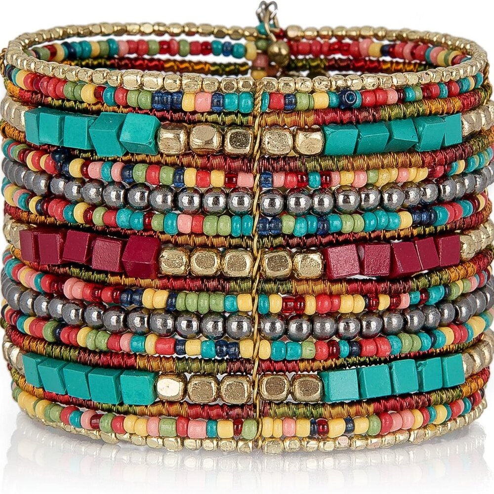 New Cuff Bracelets for Women – Adjustable Stylish Boho Beaded Stackable Bracelet